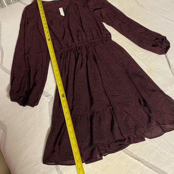 Madewell (Re)sourced Georgette Faux-Wrap Mini Dress SMALL Cabernet - Picture 8 of 12